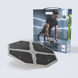 TRNR Balance Board Pro and Packaging - Wooden Wobble Board for Core Strength