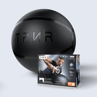 TRNR Gym Ball Pro 75cm Black & Packaging | Anti-burst Premium Stability Ball for Core Strength & Balance Training | Latex & BPA free