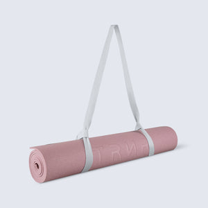 Rolled-up Neo Mat in Rose Colour and 6 mm Thickness | Featuring Light Grey Carry Strap