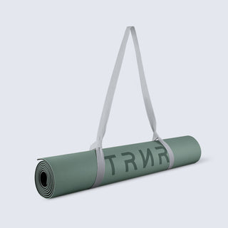 Rolled-up Cloud Mat in Sage/Black Colour and 5 mm Thickness | Featuring Light Grey Carry Strap