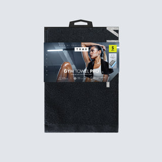 TRNR Gym Towel Pro Small in Black & Grey with Packaging | Soft Terry Cotton Workout Towel - Fully-Reversible - Easy-Hang Magnet