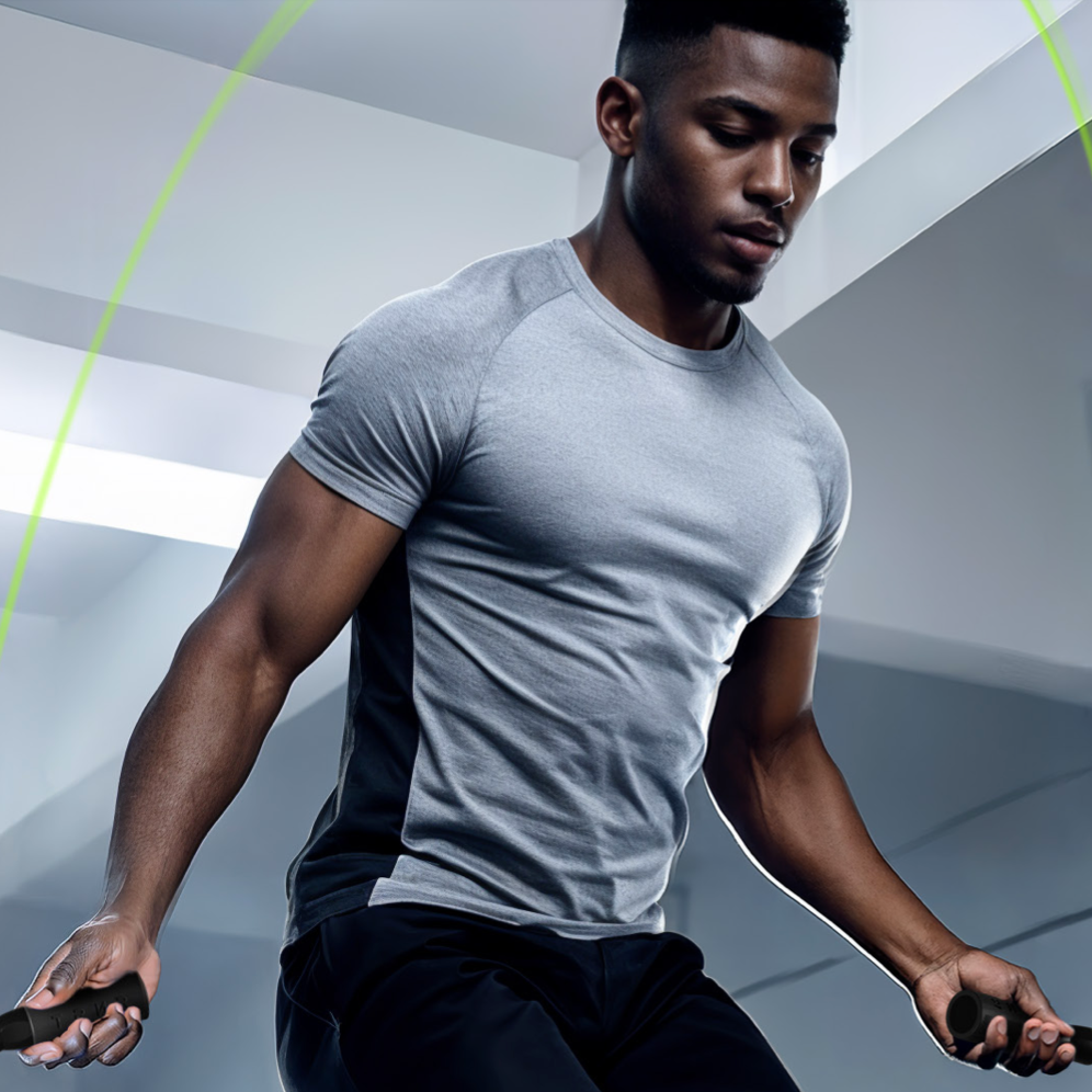 Athlete Using the TRNR Core Rope - Jump Rope with Neon Yellow Cable
