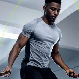 Athlete Using the TRNR Core Rope - Jump Rope with Neon Yellow Cable