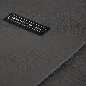 Close-up of the TRNR Neo Mat 3 mm in Charcoal Grey Featuring Inspirational TRNR Quote EMPOWERED MIND & BODY | Textured Yoga Mat for Indoor and Outdoor Use