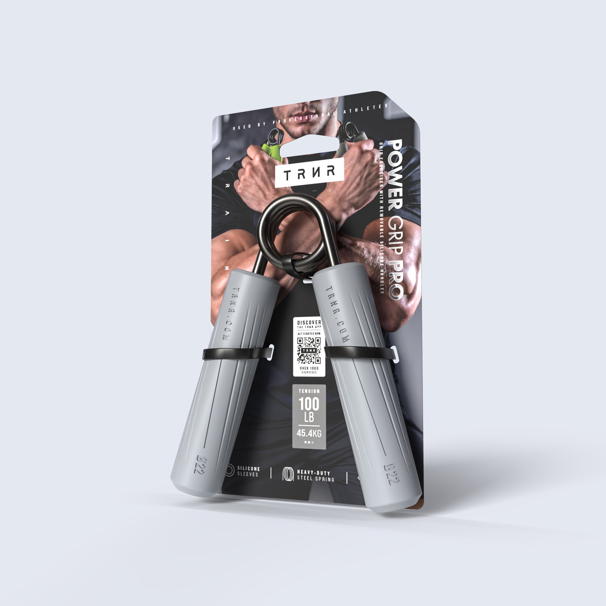 TRNR Power Grip Pro 100LB along with its packaging | Pro-Grade Grip Trainer