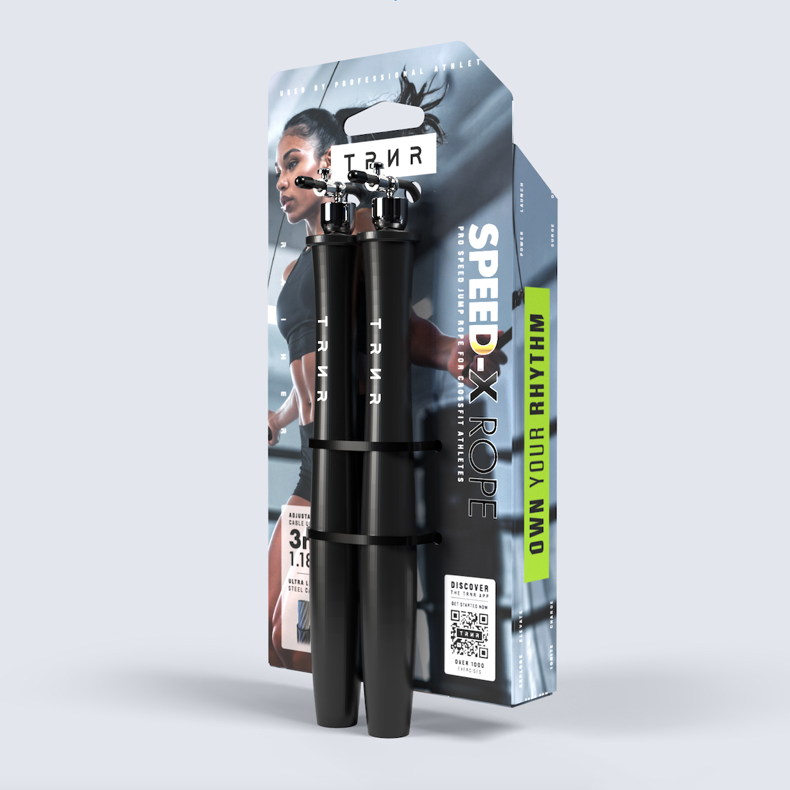 TRNR Speed-X Rope in Black With Packaging | Pro Speed Jump Rope for CrossFit Athletes