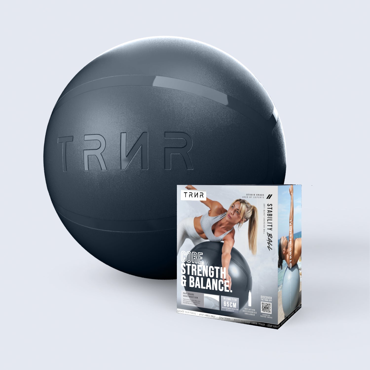 TRNR Stability Ball in Midnight Blue (65 cm diameter) Along With Packaging