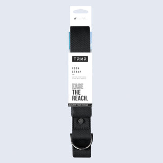 TRNR Stretching Strap in Black Alongside Packaging