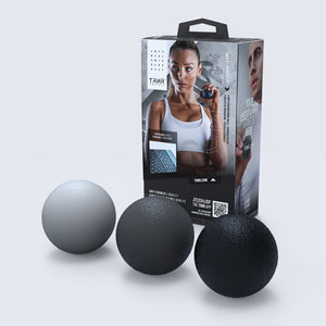 TRNR Gel Balls & Packaging | 3 Grip Strengthening Balls with Exercise Poster